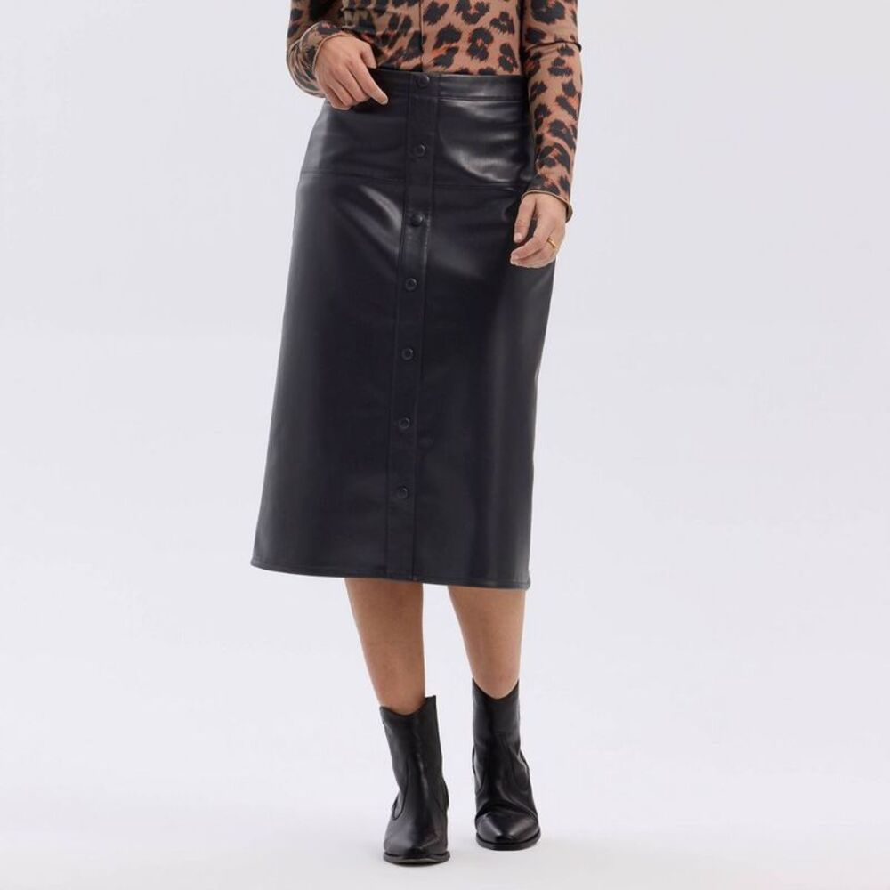 A New Day - Women's Button-Front Midi A-Line Skirt - A New Day Black